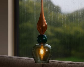 Blown Glass Pendant Light Modern Kitchen Island Lighting, Dining Table Hanging Lamp, Bathroom Vanity
