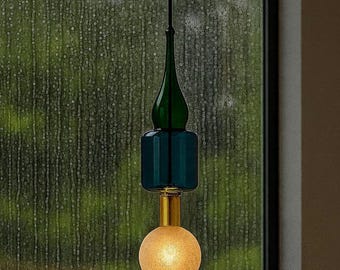 Handmade Glass Blown Pendant Light, Kitchen Island Chandelier Lighting, Ceiling Light Fixture