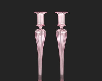 Set of 2 Candlesticks - Pairs of Brilliant Modern Table Candlesticks - Tealight Candle Holder - Art Glass Candle Holder - Moder Candlestick