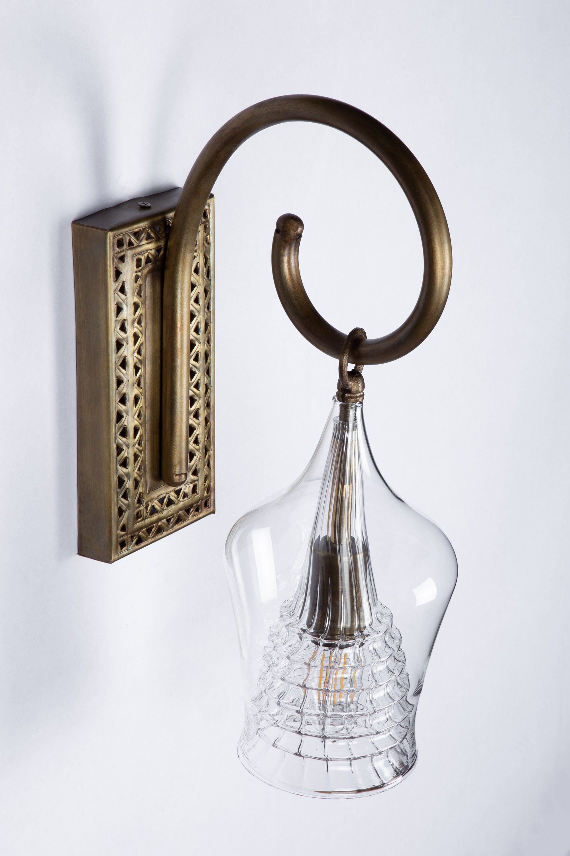 Modern Sconce with Clear Glass Blown formation Wall sconce Etsy