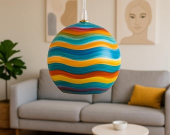 Rainbow Blown Glass Pendant Light: Modern Kitchen Lighting