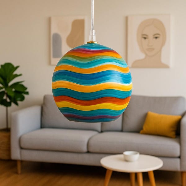 Rainbow Blown Glass Pendant Light: Modern Kitchen Lighting