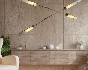 Handmade Brass X Chandelier: Modern Sputnik Ceiling Light