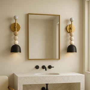 Brass Half Circle Wall Sconce: Gemstone Accent Lamp