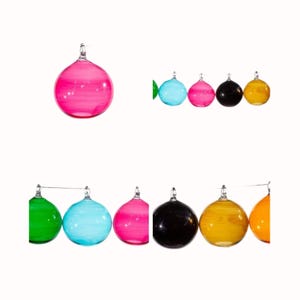 Hand Blown Glass Christmas Ornaments: Colorful Tree Balls, Set of 10
