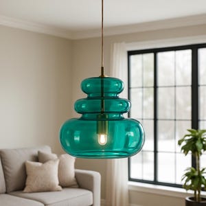 Modern Blown Glass Pendant Light: Handmade Ceiling Lamp