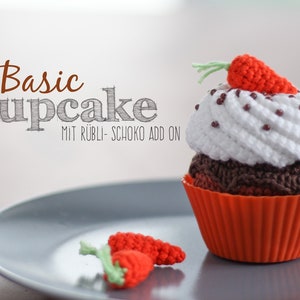 Basic cupcake crochet pattern with Rübli-chocolate cupcake add on