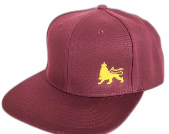 Lion of Judah flat brim cap | Roots Reggae Rastafari | Maroon