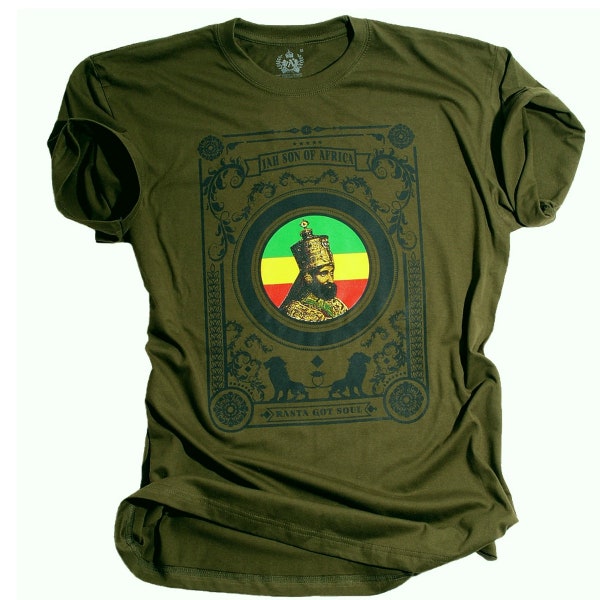 Jah Fils de l'Afrique | Haile Selassie I Rasta Got Soul T-shirt Musique reggae, Conquérir le Lion de la tribu de Juda, tee-shirt unisexe