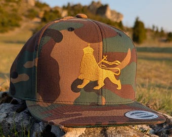 Classic Snapback Cap - Lion of Judah - Camo.  King of Kings , Conquering Lion