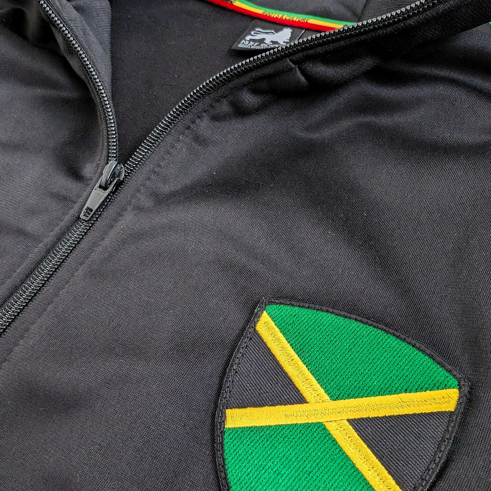 Jamaica Track Jacket, Black Old School Zip-up. Striped Jamaica 