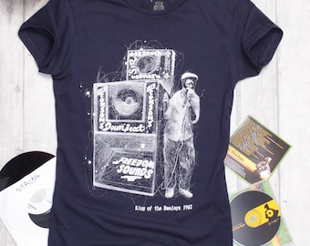 Ladies T-shirt King of the Deejays 1963 King Stitt -  sound system, Reggae Rasta, dub