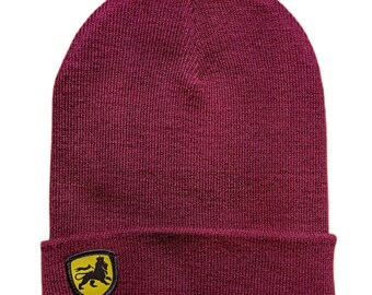 Winter Beanie Hat – Lion of Judah. Burgundy color hat