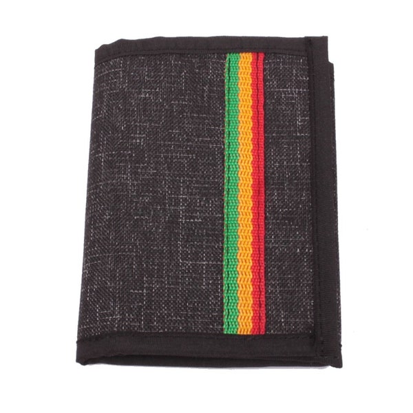 Wallet with Reggae Rasta stripes - black melange, Rootswear