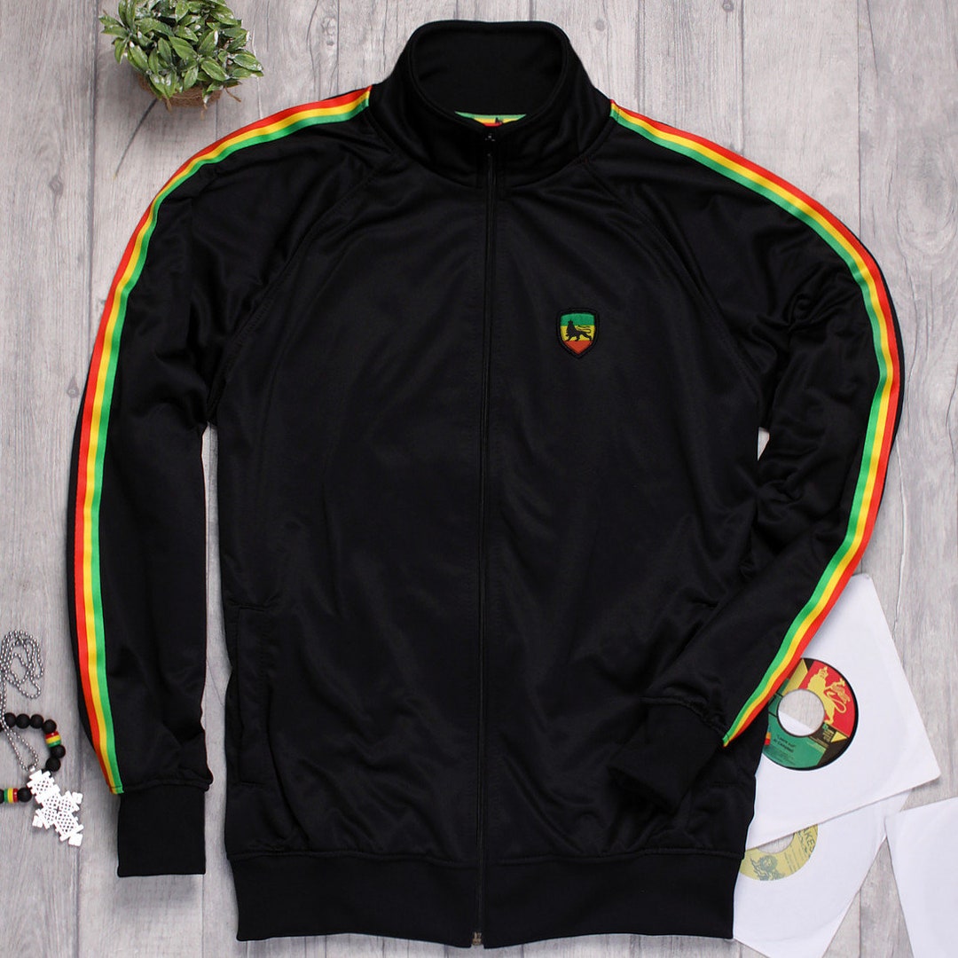 Striped Rasta Track Top Jacket the Lion of Judah Track Jacket - Etsy