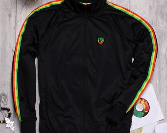 Striped Rasta Track Top Jacket, The Lion of Judah Track jacket , Track top, Reggae, Rootswear, Sound System, sweatshirt, roots and culture