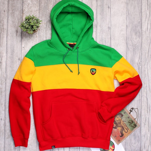 Rasta Reggae Hoodie Rootswear Sound system culture sweatshirt, Lion of Judah hoodie