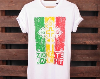 Zion Gate Jah Light | Organic Cotton Tshirt - Rasta Reggae, Sound System culture, unisex Reggae t-shirt