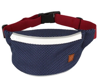 Nuff Kids fanny pack waist pack | Navy and maroon kids bum bag, children hip bag