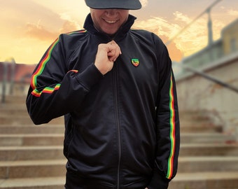 Striped Rasta Track Top Jacket, The Lion of Judah Track jacket , Track top,  Reggae, Rootswear, Sound System, sweatshirt, roots and culture