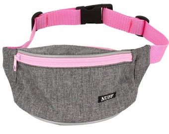 Nuff Kids fanny pack waist pack | Gray and pink