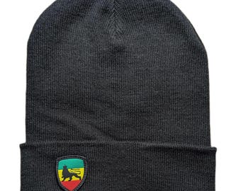 Rasta Lion of Judah Beanie hat. Docker cap, Black color winter hat