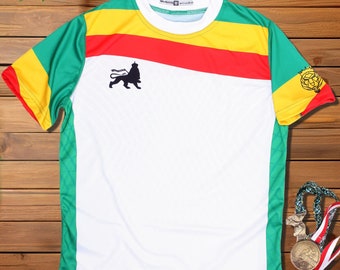 Reggae Training athletic T-shirt. Rasta colors Sportswear. Perfect for running, gym, soccer
