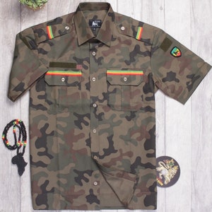 Rastafari Lion of Judah epaulette Shirt Jah Army Reggae style