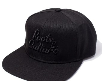 Roots & Culture snapback cap | Reggae Rasta dub | Black