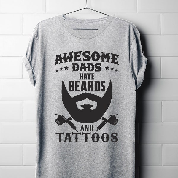 Papás increíbles tienen barbas y tatuajes, camiseta de papás, regalo para papá, día del padre, camiseta de tatuajes, camisa de barba, regalo de padres, camiseta