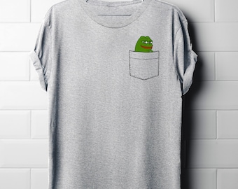 Pepe Meme Coin Frog Pocket Tee, Crypto, Meme Shirt, Internet Culture, Humor & Style!, Pepe Coin, Pepe Frog, Pocket Tee Funny, Pepe Meme Tee!