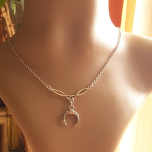 Celtic Knot Crescent Moon Necklace, Silver, Symbol, Luna, Horn