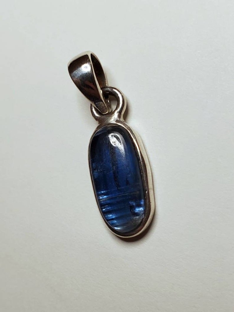 Crystal Necklace Jewelry with Intention Blue Kyanite and Sterling Silver Pendant