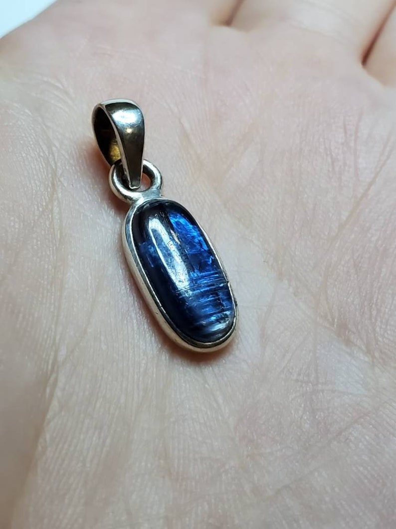 Crystal Necklace Jewelry with Intention Blue Kyanite and Sterling Silver Pendant