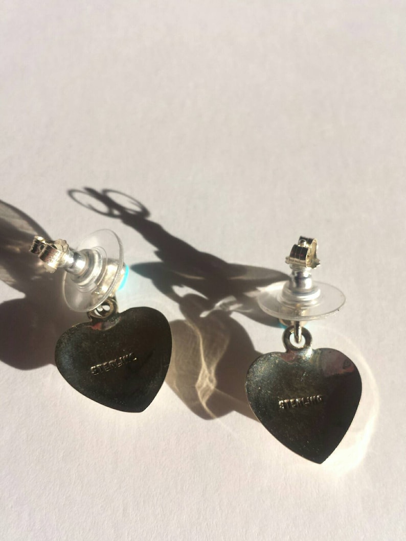 Sterling Silver Jewelry with Intention Handcrafted Tibetan Turquoise Heart Earrings Crystal Gemstone Earrings