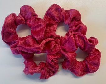 Pink Velvet Hair Scrunchies 4 - Pack