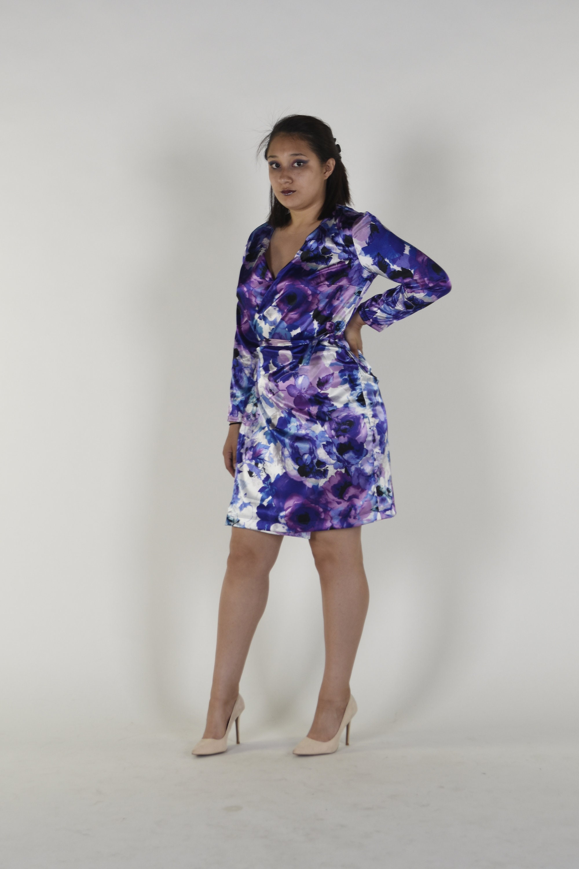 13925 Purple Wrap Dress