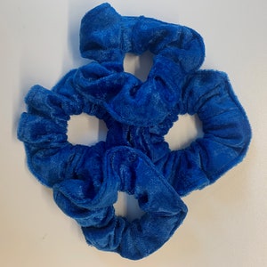 Bright Blue Velvet Hair Scrunchies 4 -Pack