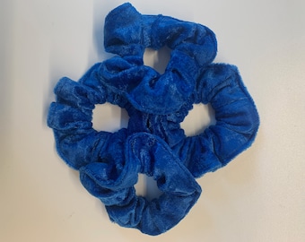 Bright Blue Velvet Hair Scrunchies 4 -Pack