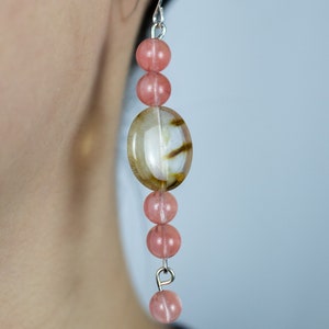 Pink Beaded Dangle Earrings