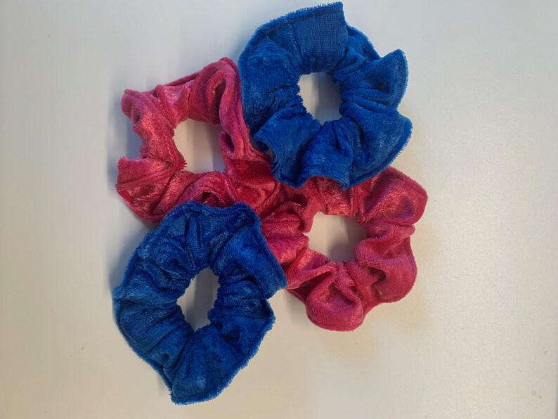 Blue Velvet Hair Scrunchies - Pack of 10 - wide 1