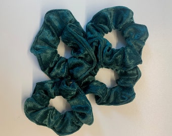 Dark Green Velvet Hair Scrunchie 4 - Pack
