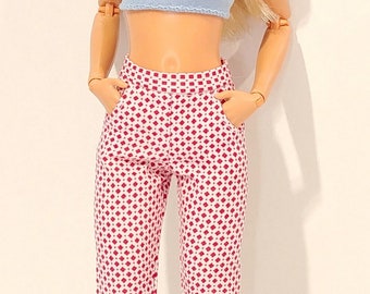 Pants clothes for 1:6 scale mtm doll - red white