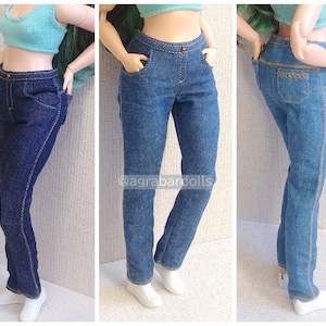 Jeans pants for curvy 11 dolls brb bcrv 1:6 scale realistic fashion clothes for curvy body image 1