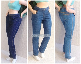 Jeans pants for curvy 11" dolls - brb bcrv - 1:6 scale realistic fashion clothes for curvy body