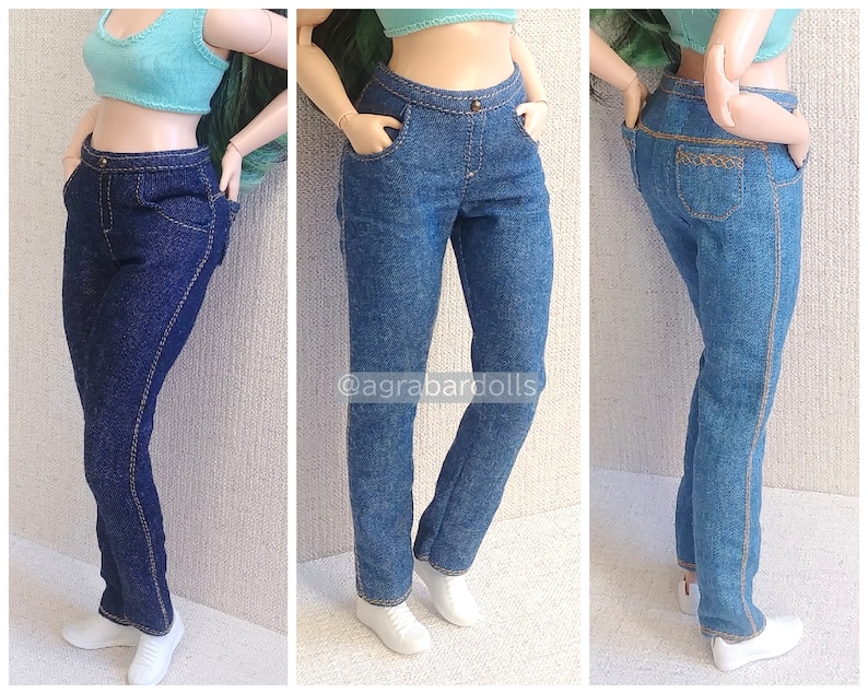 Jeans pants for curvy 11 dolls brb bcrv 1:6 scale realistic fashion clothes for curvy body image 1