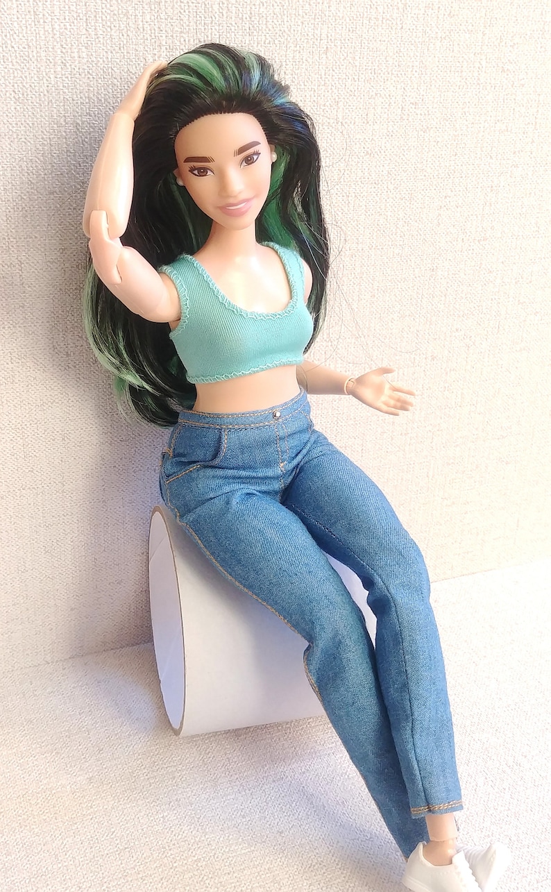 Jeans pants for curvy 11 dolls brb bcrv 1:6 scale realistic fashion clothes for curvy body image 7