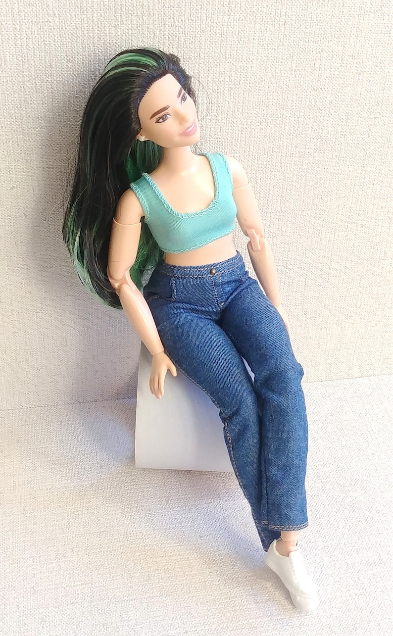 Jeans pants for curvy 11 dolls brb bcrv 1:6 scale realistic fashion clothes for curvy body image 8