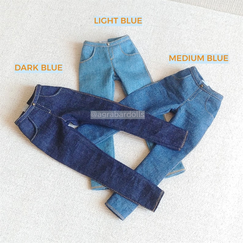 Jeans pants for curvy 11 dolls brb bcrv 1:6 scale realistic fashion clothes for curvy body image 6