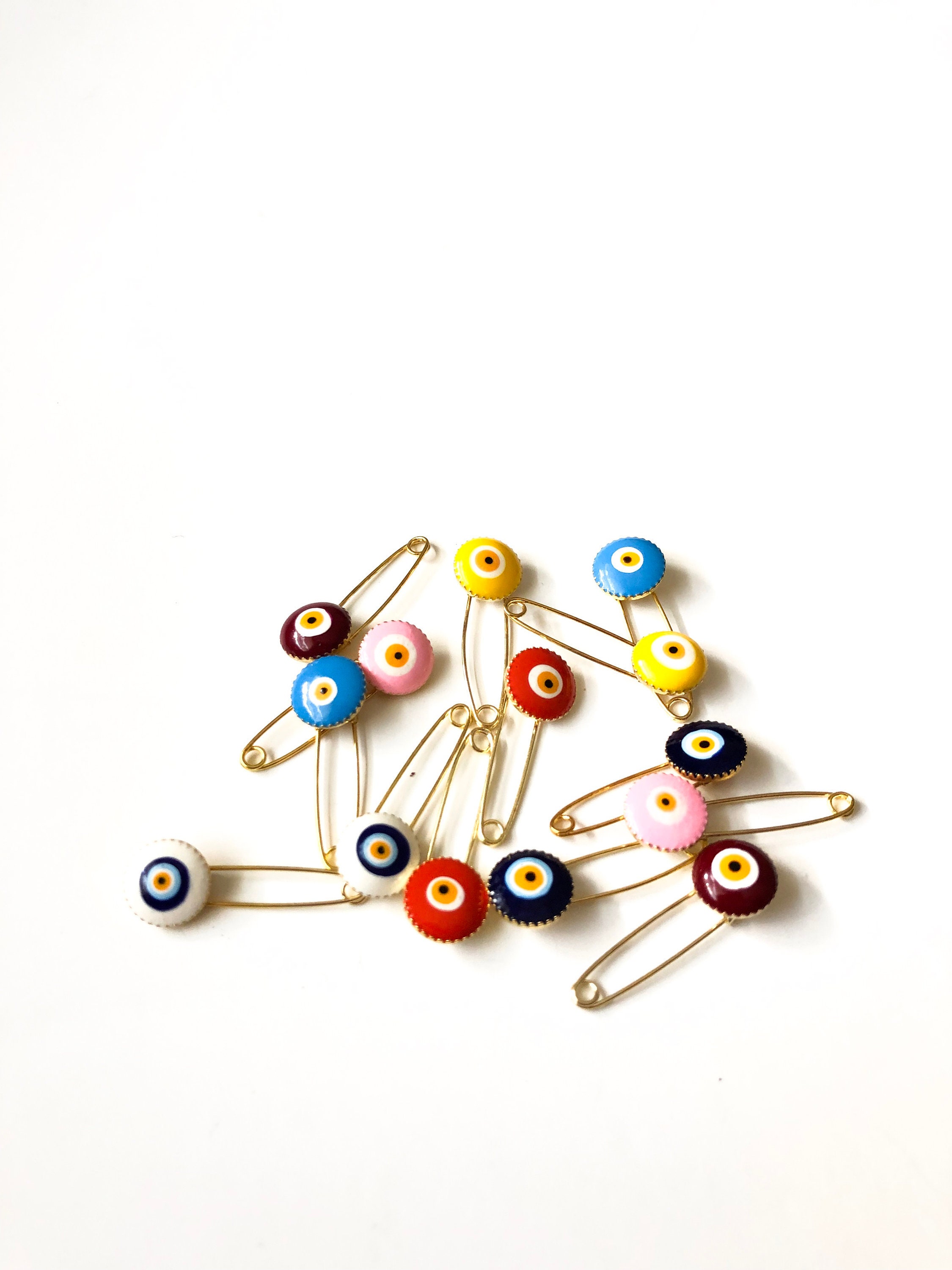 Lucky Evil Eye Safety Pin Gold Plated Evil Eye Pins Baby Etsy UK
